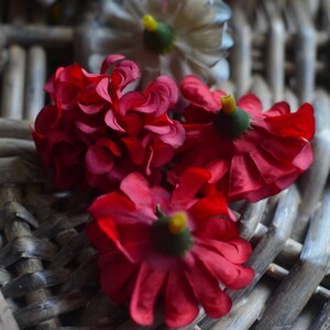 2 Silk fabric flower head, Junk journal supply, Wedding flower, Millinery flower image 4