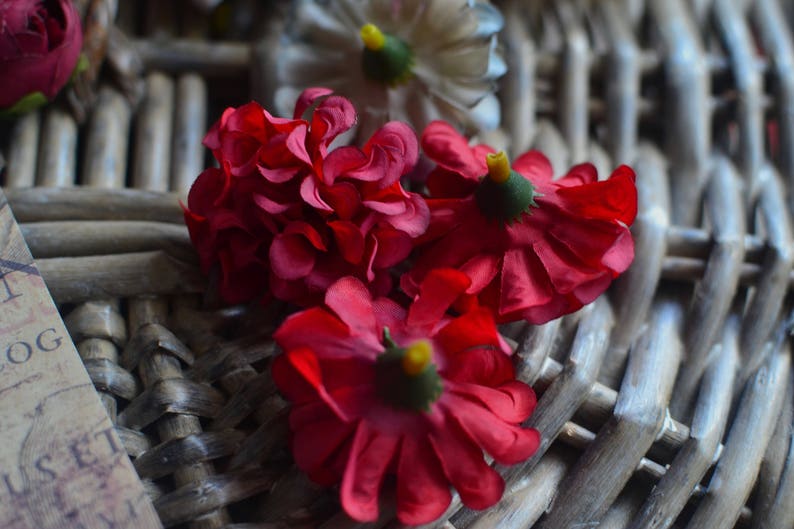 2 Silk fabric flower head, Junk journal supply, Wedding flower, Millinery flower image 4