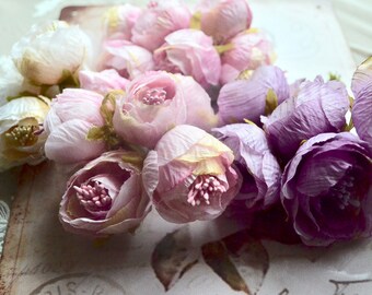 Shabby chic flower bunch, Millinery flower, Junk journal supply, Flower bouquet, Wedding and party supply, Gift and wrapping supply