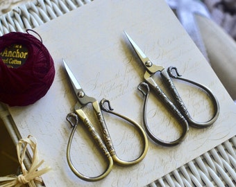 Embroidery scissors, Scissors, Gift for her, Antique scissors, Vintage scissors, Sewing scissors, Silver Gold scissors, Mothers day gift