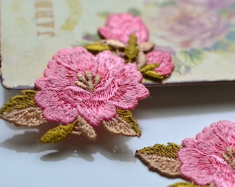 Grande toppa a forma di fiore rosa, da cucire su giglio, toppa floreale Grande toppa a forma di fiore rosa, da cucire su giglio, toppa floreale