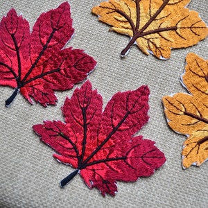 Autumn leaf embroidered patch, Iron on patch, Leaf applique, Scrapbooking, Junk journal, Card making