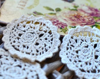 2pc Crochet patch, Embroidered appliqué patch, Scrapbooking, Junk journaling, Card making
