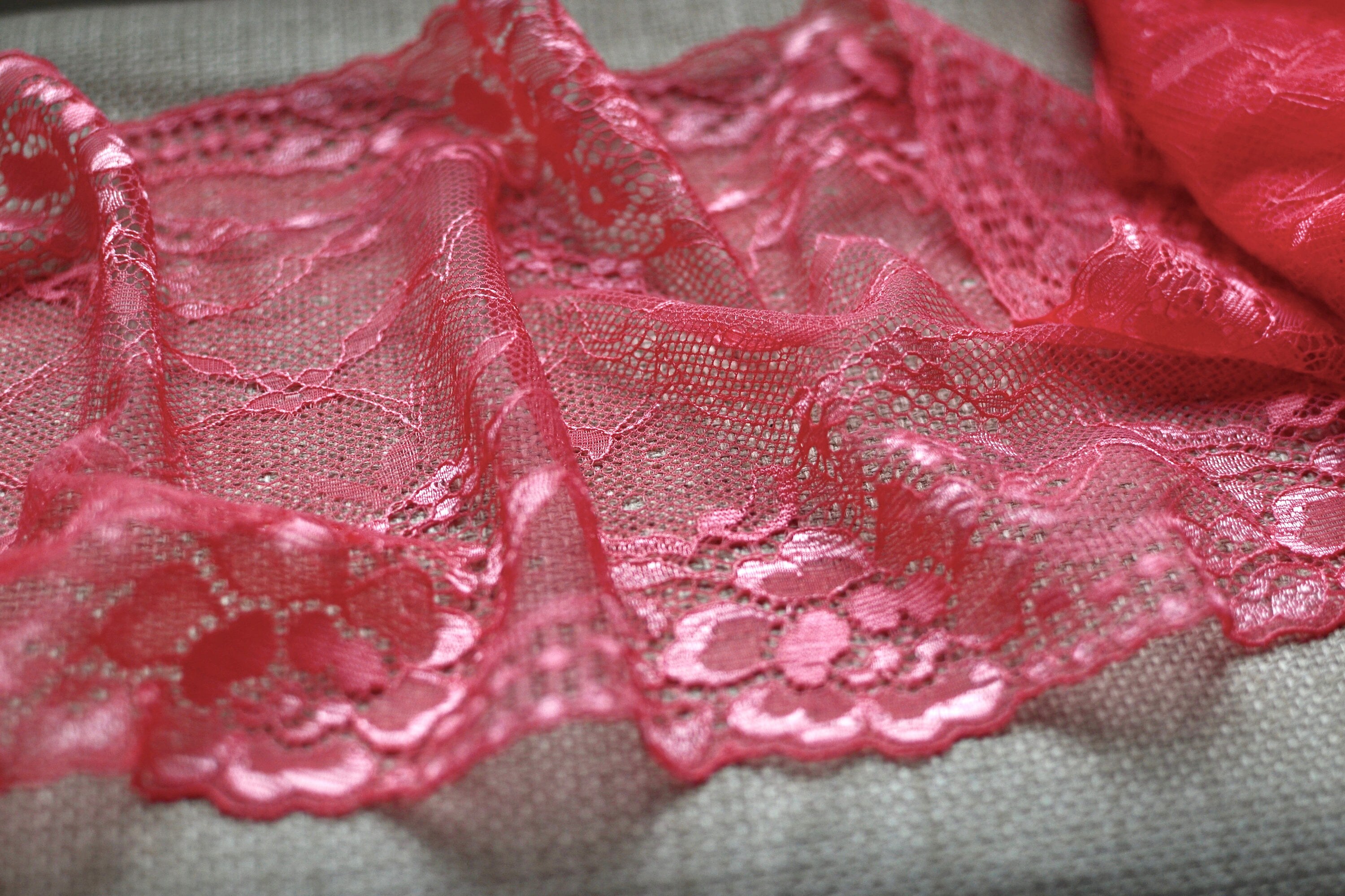 Pink lace fabric Border lace Lingerie lace Etsy