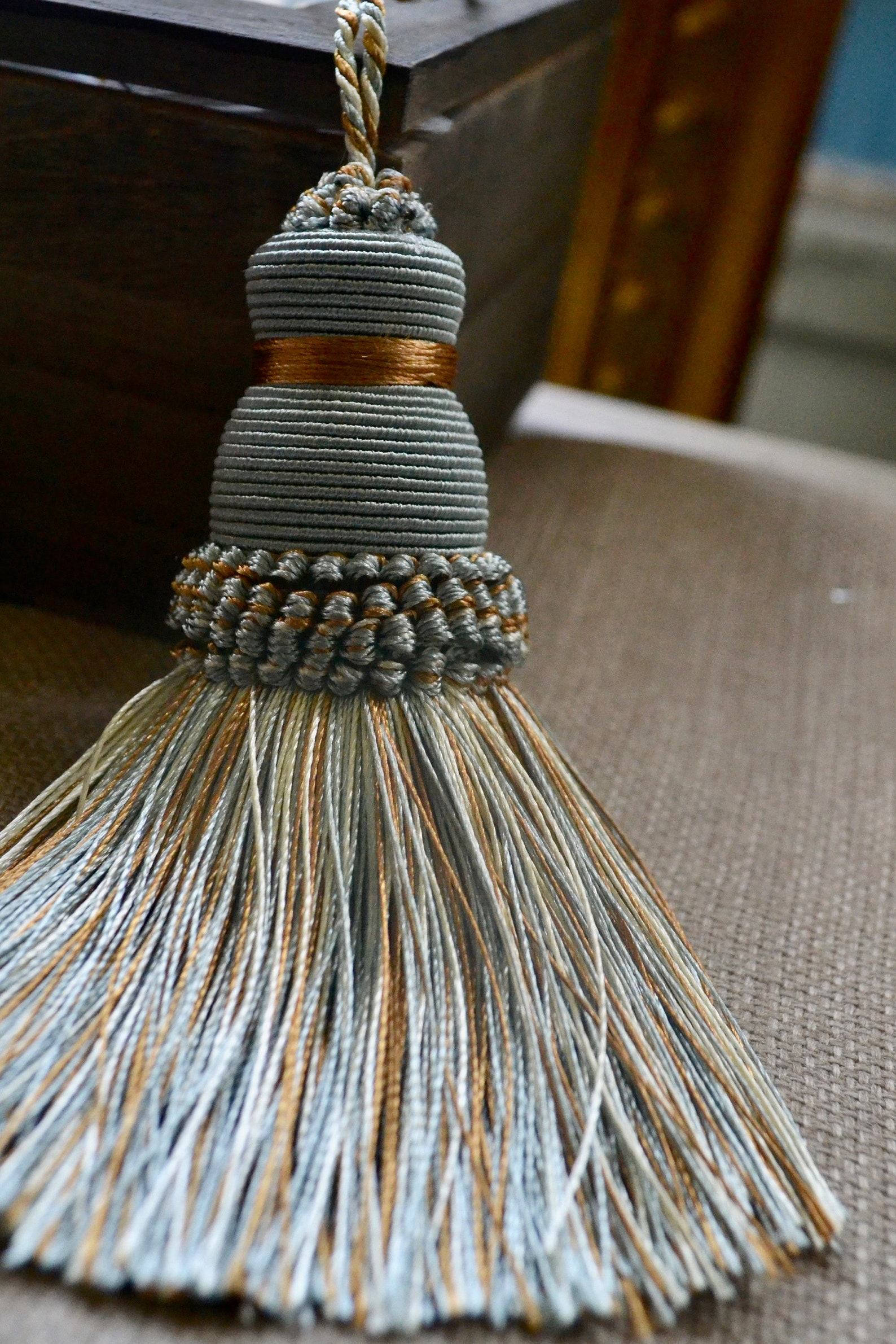 Large tassel ornament Home decor tassel Blue beige large Etsy