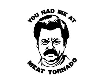 Ron Swanson Vinyl Bumper Sticker. Meat Tornado Decal. Parks and Recs. Works on car windows, bumpers, cell phones, laptops, walls, etc.