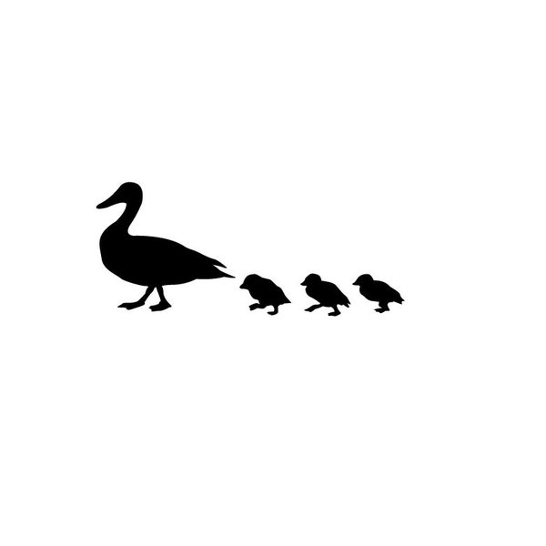 4 Pack Ducks in a row Stick Figure Family Vinyl Bumper Stickers. Ducks, chicks, birds decals for walls, cars, windows, laptops, etc