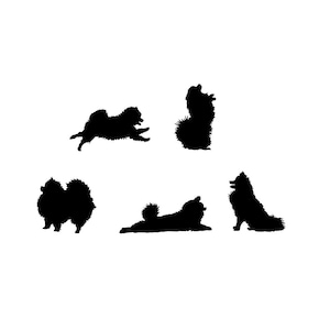 5 Pack Pomeranian Vinyl Bumper Stickers. Fluffy Pomeranians decals for walls, cars, windows, laptops, cell phones. Cute dog sticker
