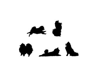 5 Pack Pomeranian Vinyl Bumper Stickers. Fluffy Pomeranians decals for walls, cars, windows, laptops, cell phones. Cute dog sticker