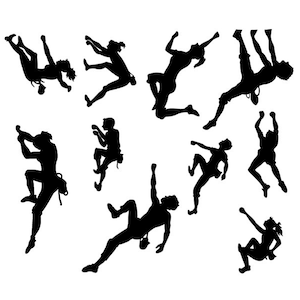 Pacote com 10 adesivos de para-choque de vinil de família de bonecos de alpinistas. Adesivos de escalada para paredes, carros, janelas, laptops, celulares. Just Climb