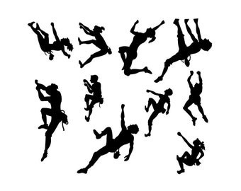 10 Pack Rock Climber Stick Figure Family Vinyl Bumper Stickers. Climbing decals for walls, cars, windows, laptops, cell phones. Just Climb