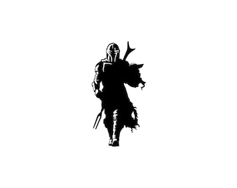 Mandalorian and Baby Yoda Vinyl Bumper Sticker. Show off your love for Star Wars with Mando and Grogu in dramatic silhouette form.
