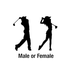 Golf Swing Vinyl Bumper Sticker. Male or Female golfer. Golfing decal for your bumper, windows, wall, laptop. Show your love for the masters
