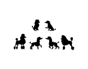 Poodles 6 Pack Vinyl Bumper Sticker Set in Varying Sizes. Window, Wall, Bumper, Laptop, or Box Decals. Poodles decals for Dog lovers