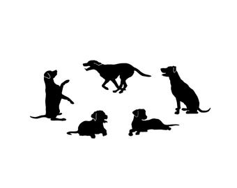5 Pack Labradors Vinyl Bumper Stickers. Labrador retriever decals for walls, cars, windows, laptops, cell phones. Chocolate Labs