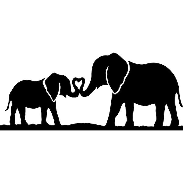 Elephant Love Vinyl Bumper Sticker. Great decal for Laptops, Walls, Doors, Windows, Bumpers, etc. Elephants and Baby Elephant