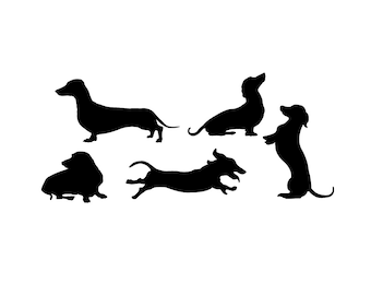 5 Pack Dachshund Vinyl Bumper Stickers. Weiner dog decals for walls, cars, windows, laptops, cell phones. Daschund, Long dog sticker