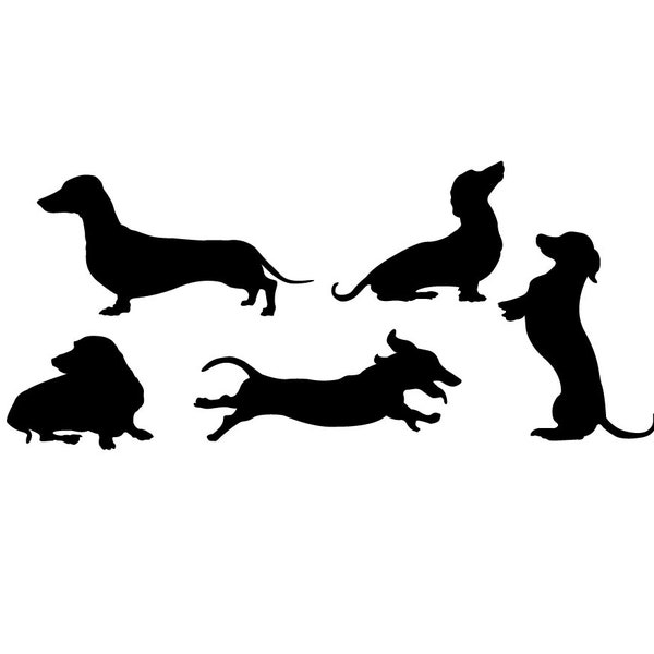 5 Pack Dachshund Vinyl Bumper Stickers. Weiner dog decals for walls, cars, windows, laptops, cell phones. Daschund, Long dog sticker