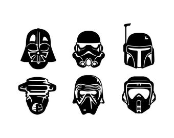 Star Wars Helmets Vinyl Bumper Stickers. Vader, Kylo Ren, Boba Fett, Leia, Speeder Bike and Storm Trooper. Starwars Rebels