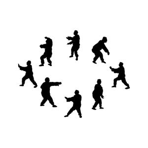 8 Pack Tai Chi Poses Stick Figure Family Vinyl Bumper Stickers. Martial Arts decals for walls, cars, windows, laptops. Zen Exercise