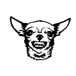 Growling Chihuahua Vinyl Bumper Sticker. Great for your bumper, window, laptop, wall, etc. Show your love for dogs with a snarling Chihuahua