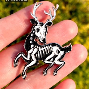 Skeleton Deer Glitter Enamel Pin