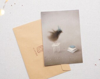 Little Bird Painting Postcard, Inspirational Card