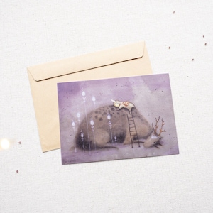 Hirsch gemälde, aquarelldruck, geschenk, beste freundinnen, umarmung, weiße blumen, malerei, süßes tier, beste freundinnen.