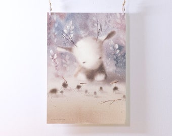 Goatling Watercolor Print: Lilac Nursery Decor (A4)