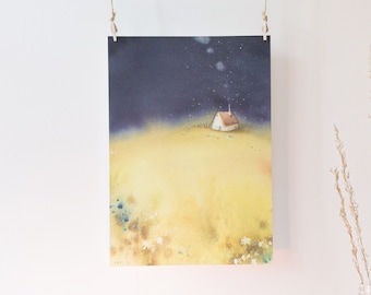 Ukrainian landscape Watercolor Print, Children of Ukraine (A4), Stand With Ukraine