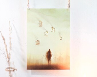 Ukrainian Art, Burning Home, Stand with Ukraine, War Painting
