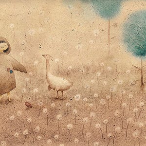 Acquerello dipinto, dente di leone, lady bird, belle arti, pittura originale, aquarelle originale, acuarela originale, turchese, camera da letto arte murale, marrone.