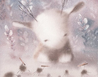 Original Goatling Watercolor Painting: Fantasy Creature Art for Nursery