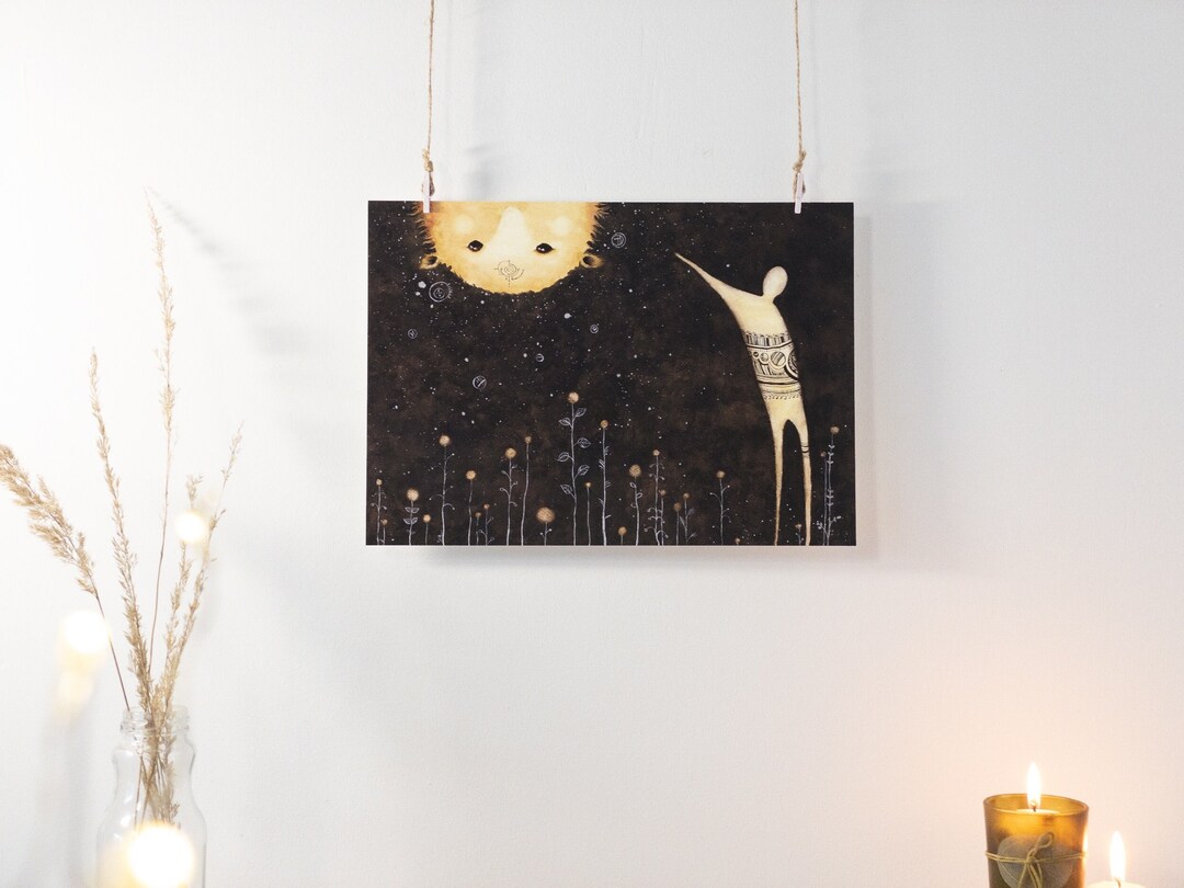 Watercolor Print Dark Brown Wall Art Wall Decoration Etsy