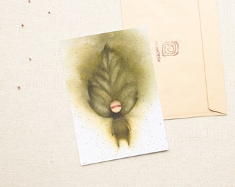 Leaf Watercolor Postcard: Botanical Fairytale Print Card