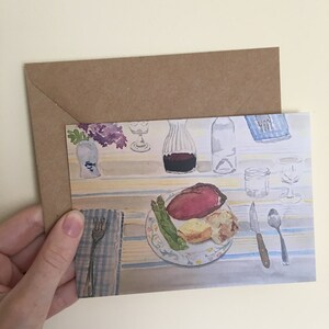 Biglietto d'auguri, Cena di manzo arrosto Watercolor