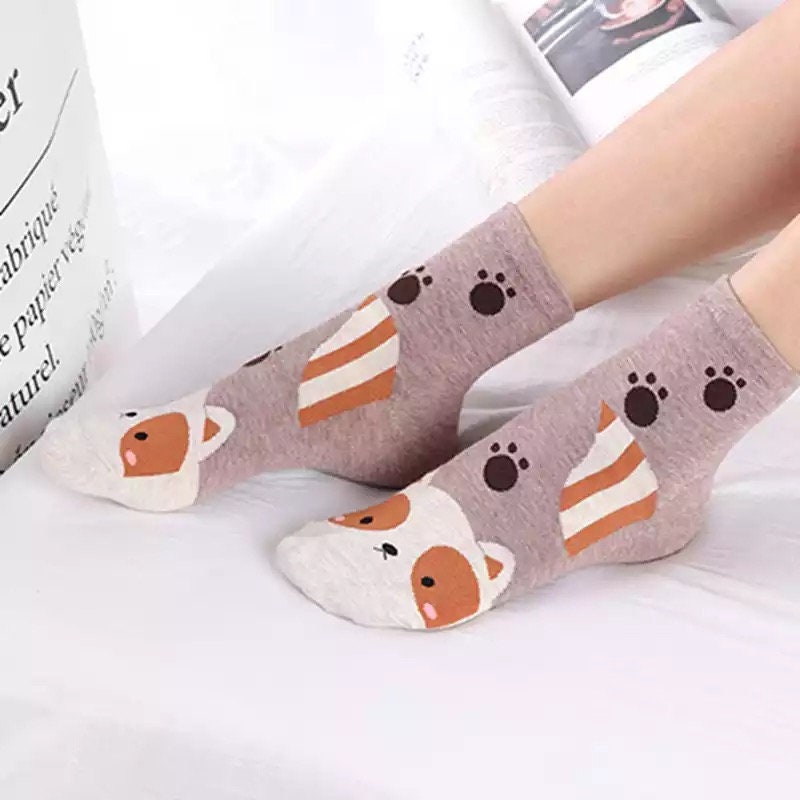 Socks 5 Pcs Gift Set Women Sock Cotton Cute Ankle Dogs Socks - Etsy