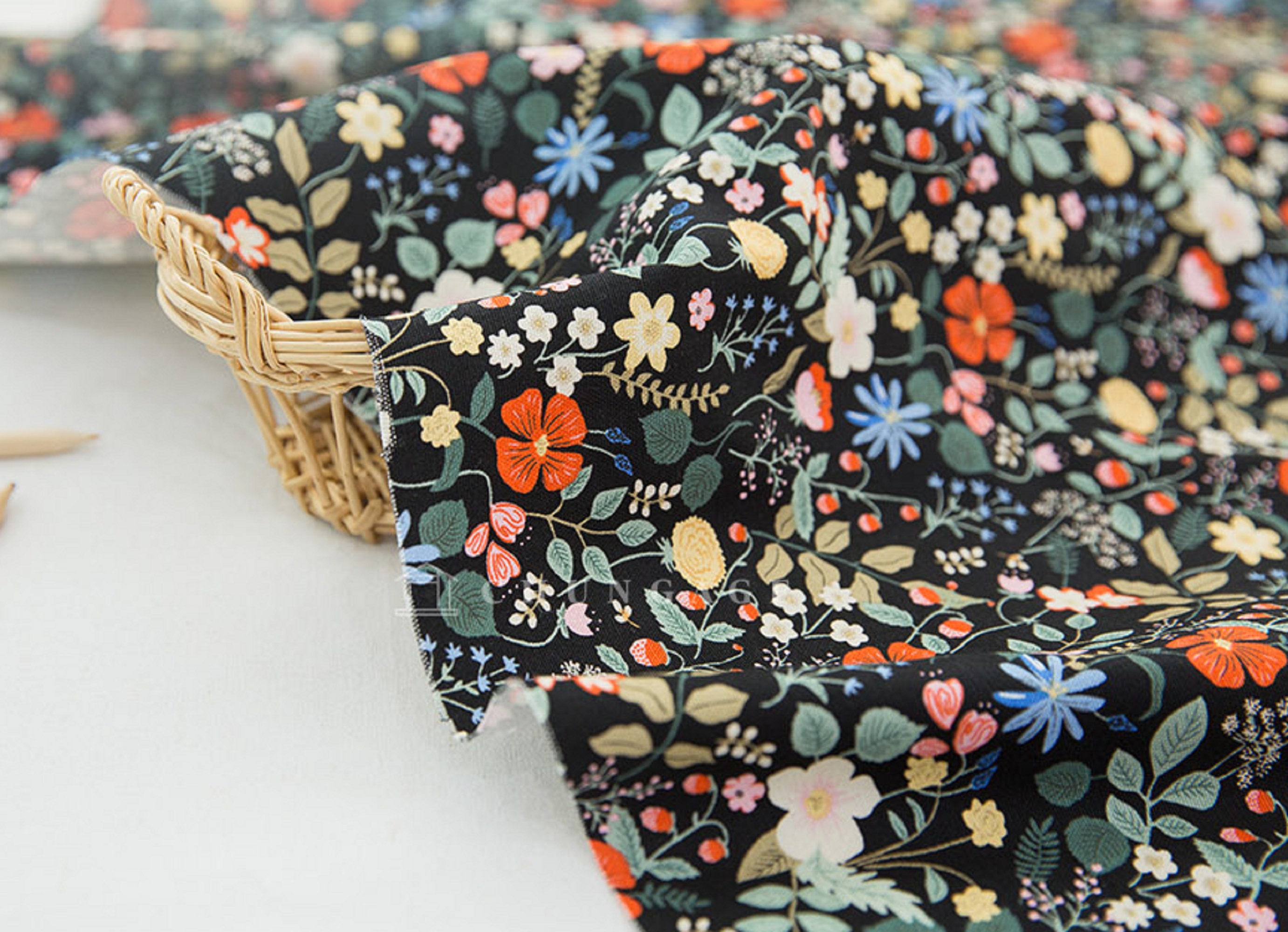 Canvas Fabric by the YardBotanical floral fabric Flower Etsy