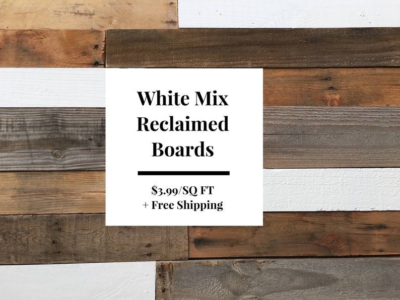 White Mix Reclaimed Wood Boards 3 99 Sq Ft Install Ready Etsy