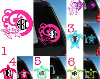 Sea Turtle Monogram Decal - Sea Turtle Stickers | Circle Monogram Decal | Laptop Decal | Car Decal |