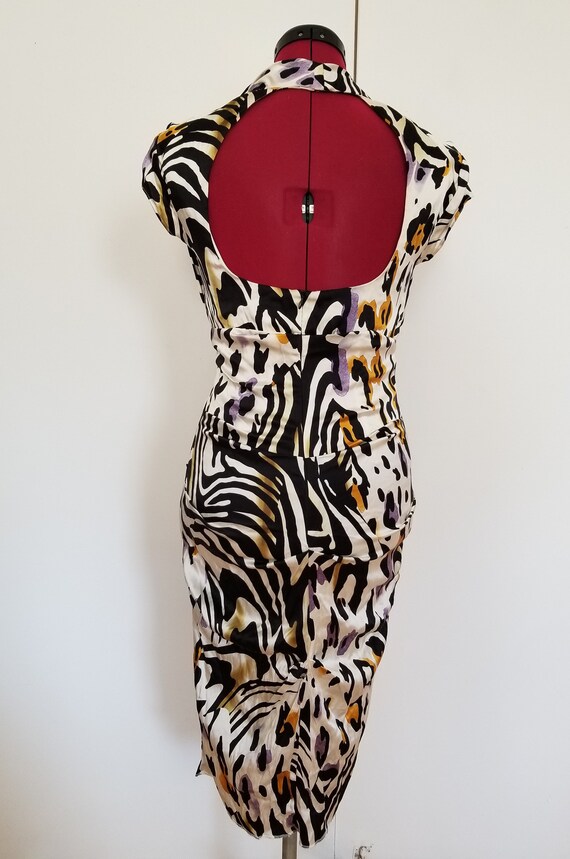 Sexy Fitted 100 Silk Animal Print Vintage Cache Dress Gem