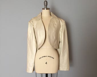 pale gold leather jacket | oversized leather blazer | cropped leather jacket