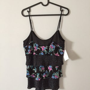 BOTANICAL top floral ruffles top confetti and flowers tank top image 2