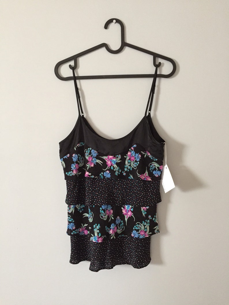BOTANICAL top floral ruffles top confetti and flowers tank top image 2