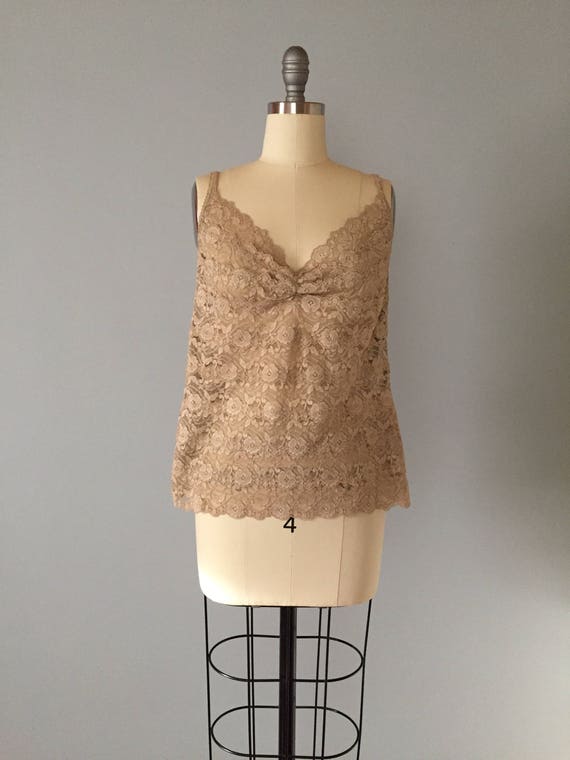 nude lace baby doll top | cascade scalloped flora… - image 2