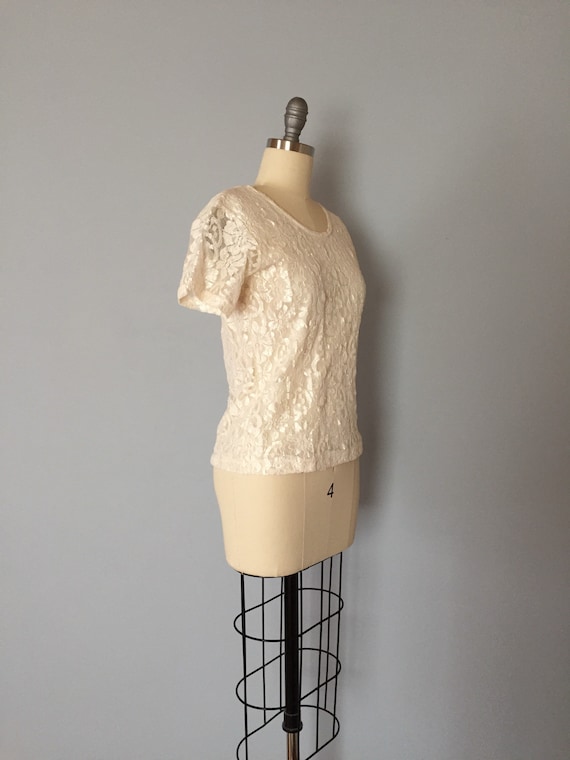 Lace Crop Top 90s Burgundy Shirt Long Sheer Sleeve Bl… Gem