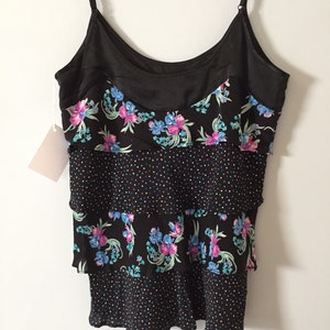 BOTANICAL top floral ruffles top confetti and flowers tank top image 9