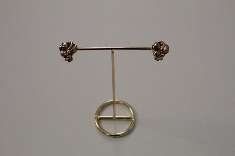 SWIRL knots earrings 1980s clip on earrings gold tone statement earrings image 3