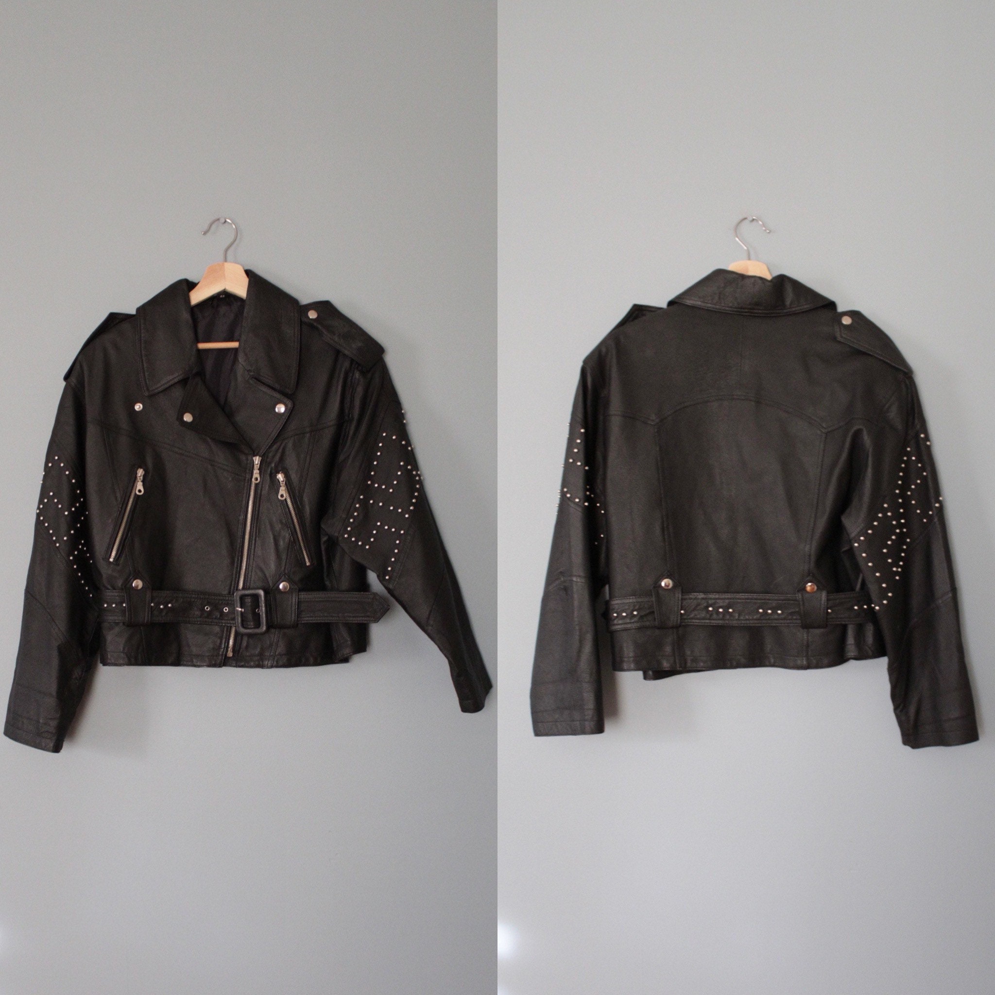 1980s MOTO jacket leather cropped motorcycle jacket | Etsy