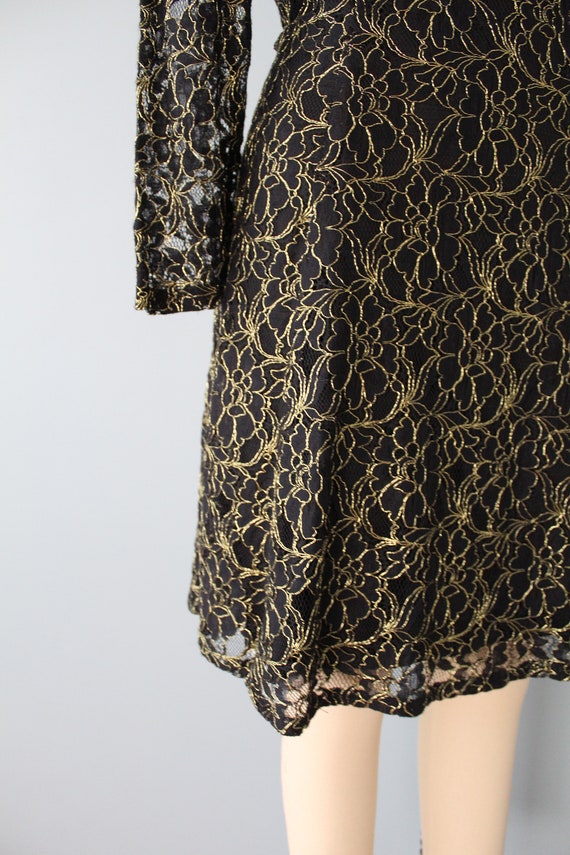 LACE party dress | gold and black lace dress | bl… - image 5